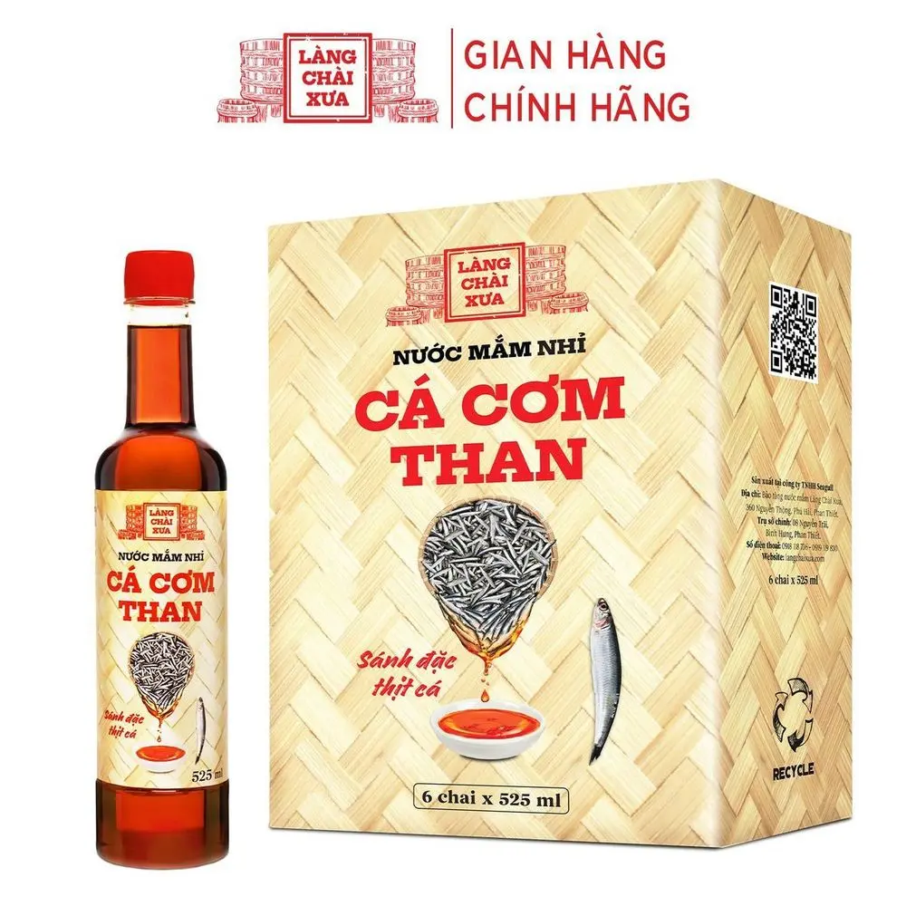 1 CHAI NƯỚC MẮM NHỈ CÁ CƠM THAN 525ML - LÀNG CHÀI XƯA