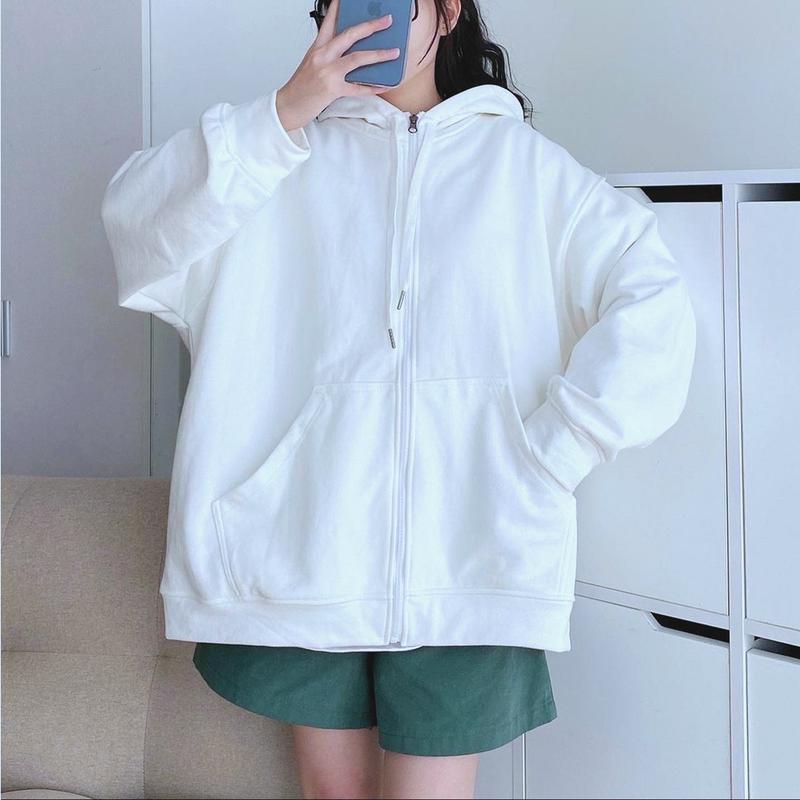 Product Introduction of Áo Hoodie Nữ Khoá Zip Trơn Unisex Form Rộng Chất Nỉ Cotton Áo Khoác Hoodie Nỉ Bông Phong Cách Hàn Quốc Oversize Có Size Bigsize 15