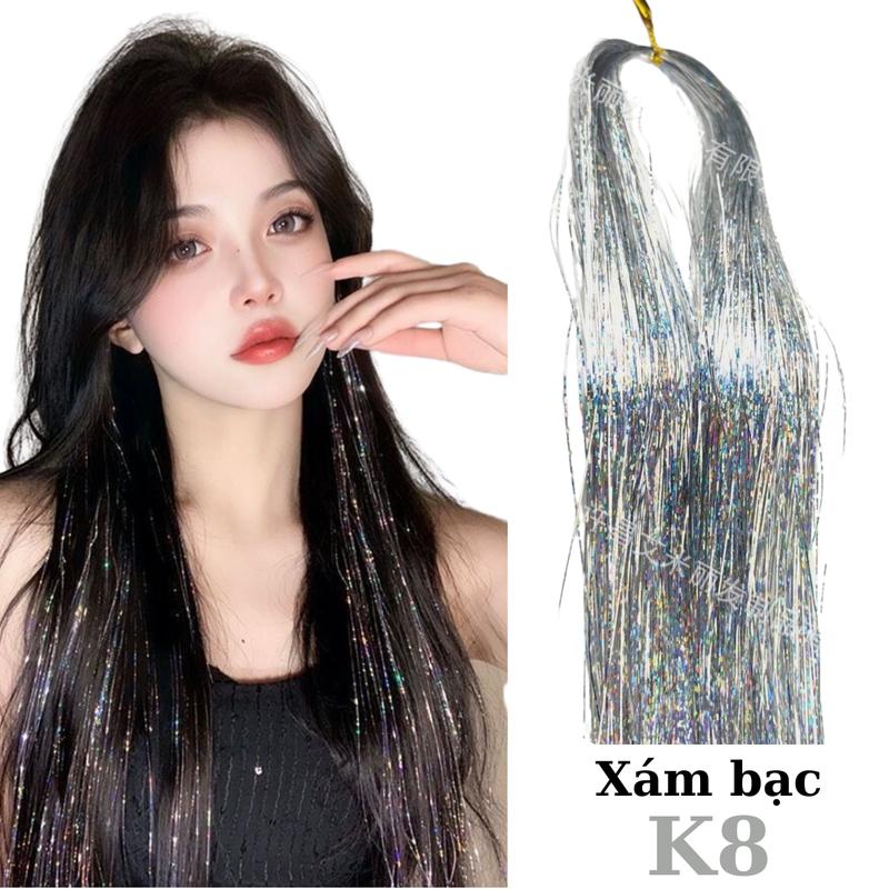 COMBO 2 tập 200 Sợi Kim Tuyến nối tóc gảy light dây line dài 123cm Bling cho Nam - Nữ chịu nhiệt Wig Tóc Giả