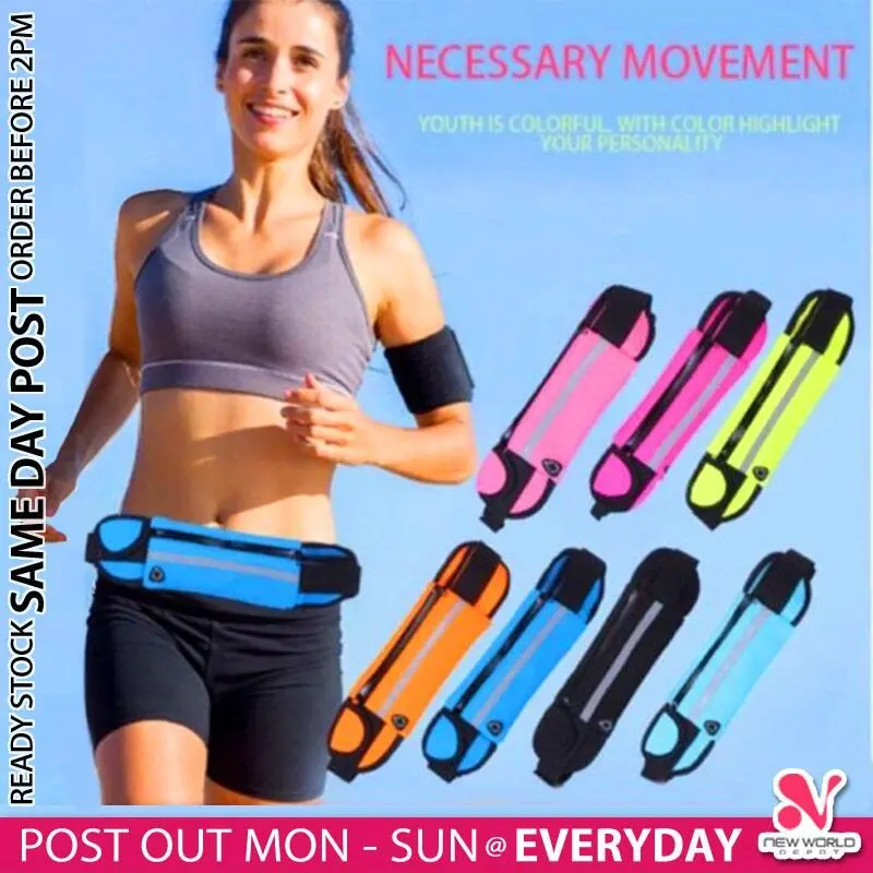 Pockets Sports Running Jogging Gym Waist Pouch Belt Fiess Outdoor Bag Pinggang Sukan Universal sports running waist bag