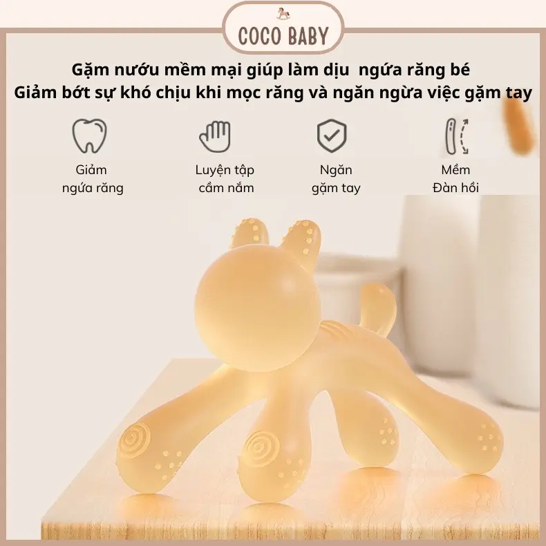 [ Tặng hộp đựng và dây đeo ] Gặm nướu silicon thực phẩm hình Thỏ Xinh cho bé từ 3 tháng tuổi 4