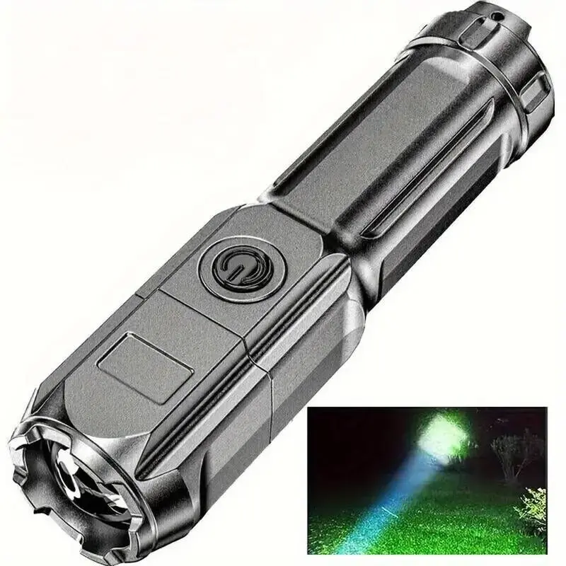 Portable Rechargeable Flashlight, Bright Variable Focus Flashlight, Multifunctional Flashlight for Outdoor Camping, Fishing, Hunting, Mountaineering, Hiking