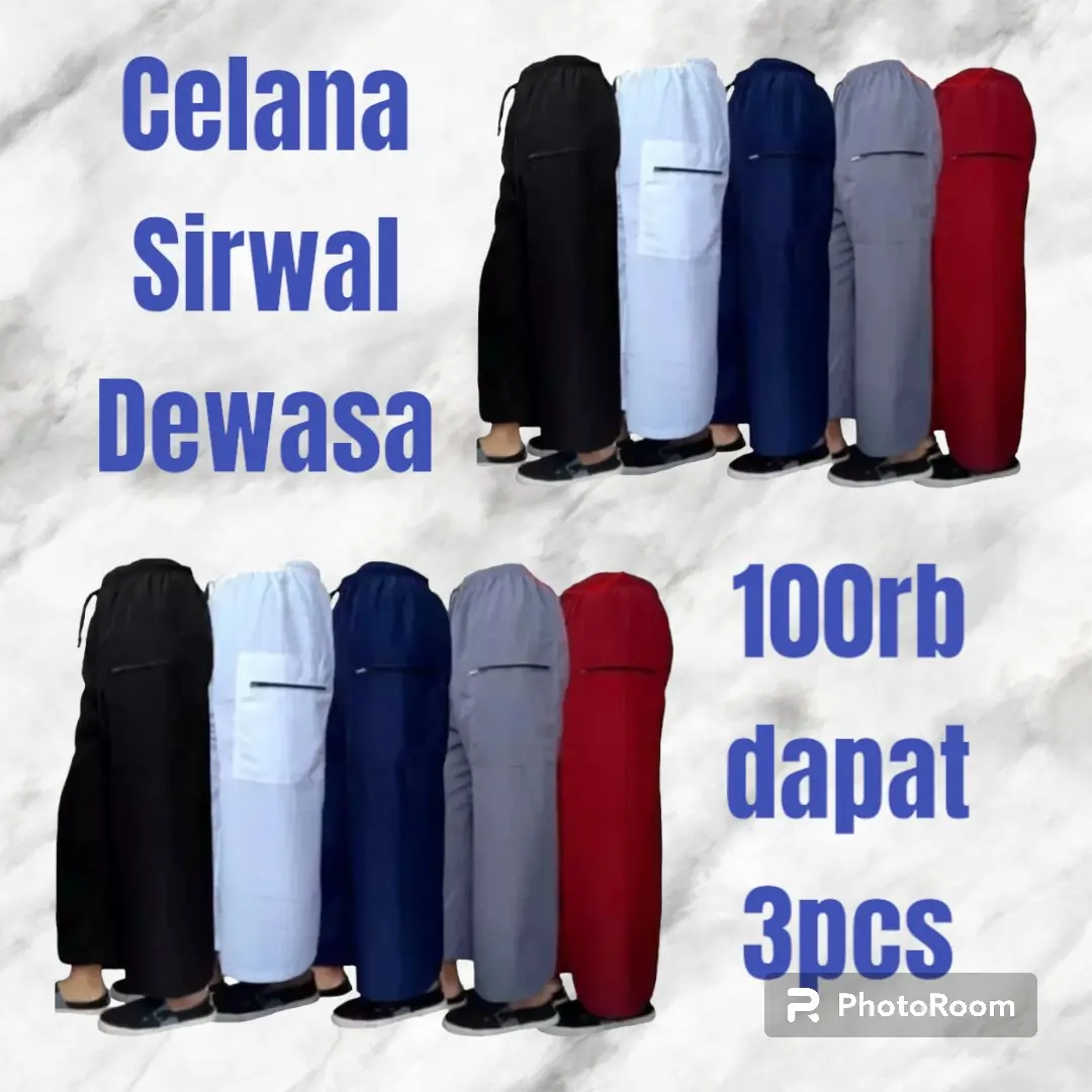 Celana Komprang 100rb dapat 3pcs Celana Sirwal Cingkrang Dewasa M L XL XXL XXXL Polos