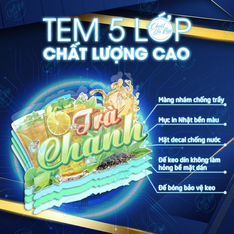 Miếng dán TRÀ CHANH decal sticker xe đẩy dán tường trang trí quán trà sữa cà phê trà trái cây quán ăn 3