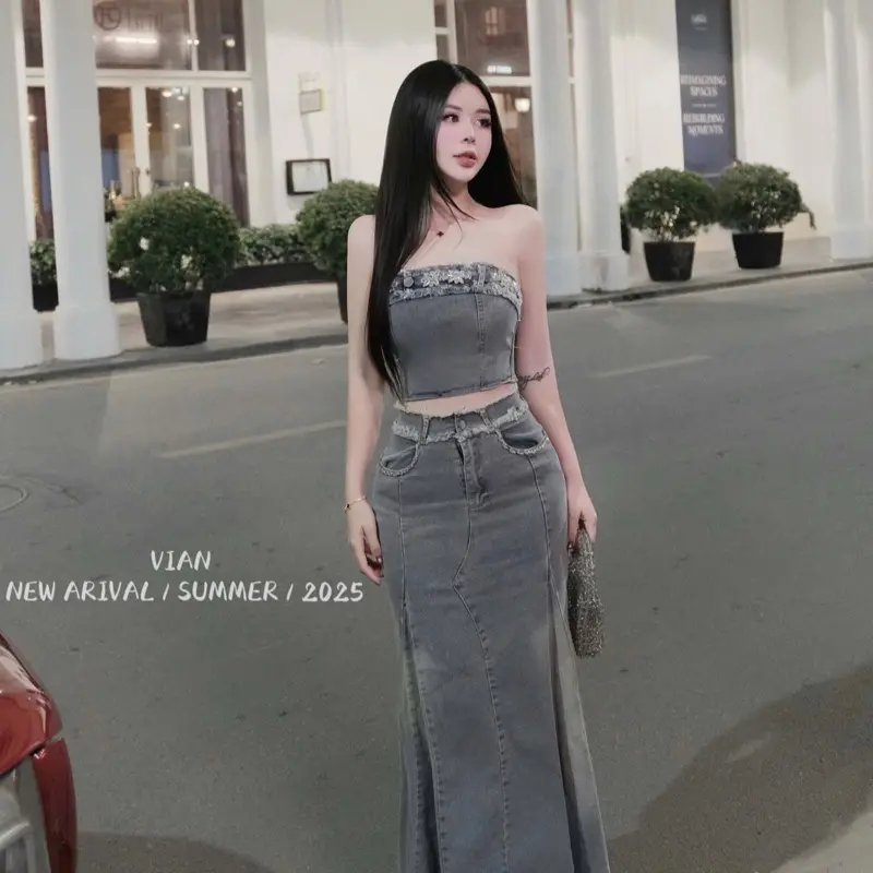 Sét jean áo quây +cv đuôi cá tôn dáng  Slaayyy xỉu