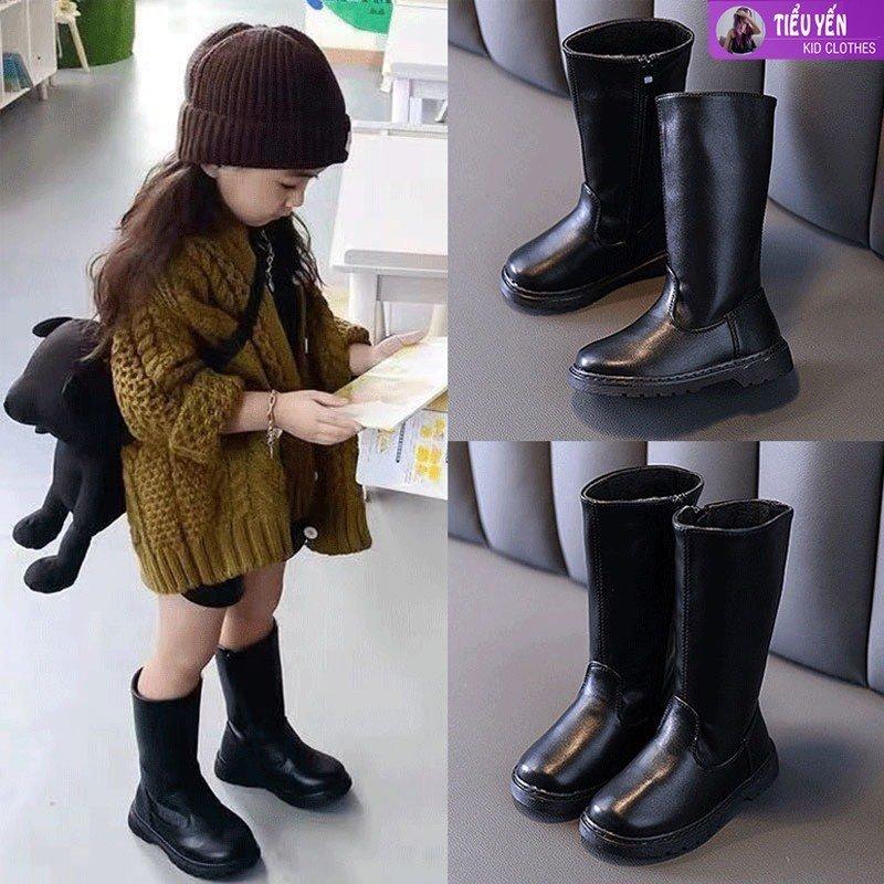 G158-Boot cho bé gái  màu đen cao cổ cho bé Tiểu Yến KID
