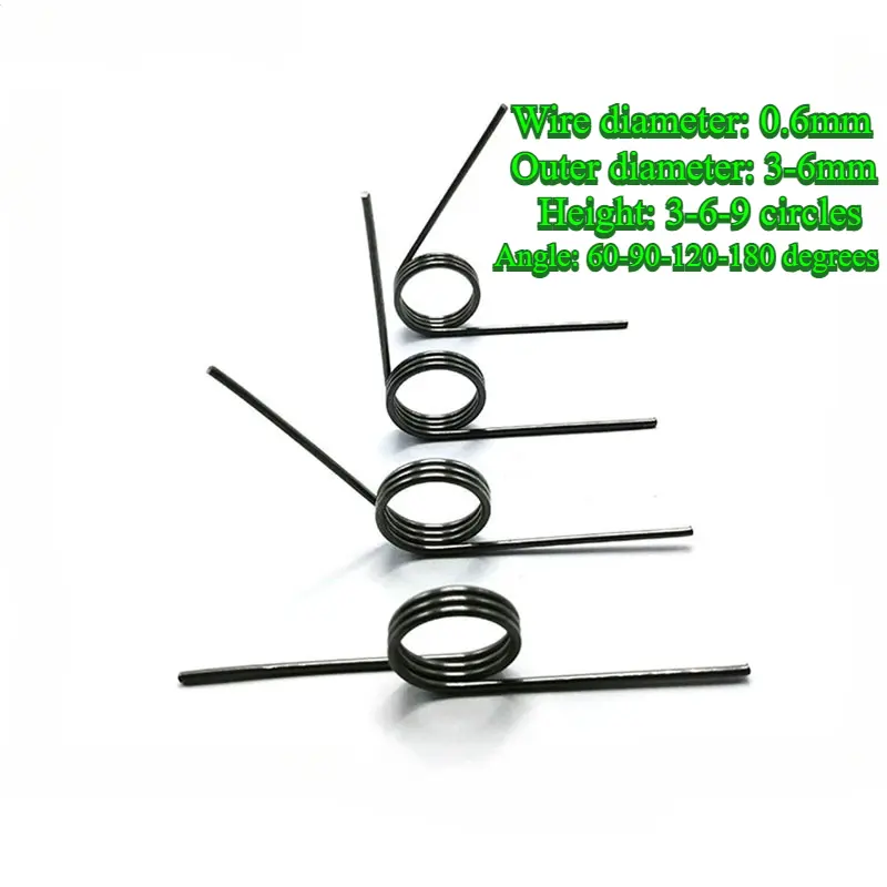 【MDX】Wire diameter 0.6mm spring steel V-shaped torsion spring small hair clip torsion rotation return door lock clip garbage bin door lock outer diameter 3-6mm height 3-6-9 turns angle 60-90-120-180 degrees
