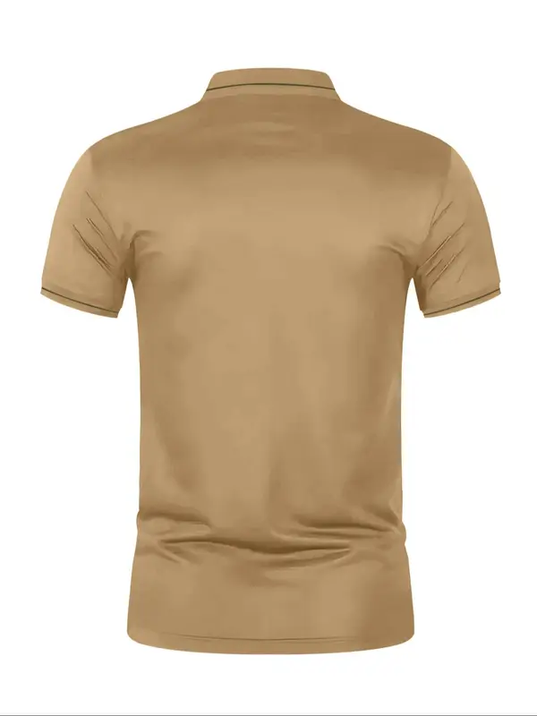 Men's Regular Fit Solid Short Sleeve Polo Shirt, Casual Comfy Breathable Collared Top for Summer, Fashion Men's Clothes for Daily Wear, Tropical 7