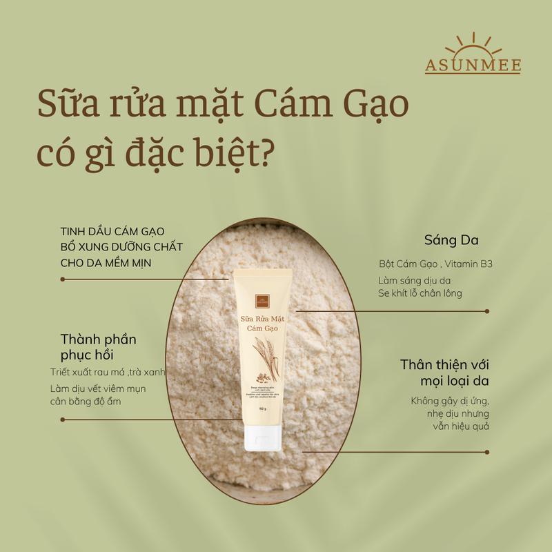 Product Introduction of Sữa Rửa Mặt Cám Gạo - Hỗ Trợ Sáng Da Sạch Nhờn , Dành Cho Da Thường Đến Da Dầu [ 100ml ]  Skincare Dưỡng Da  - Nam Nữ Thương Hiệu ASUNMEE 10