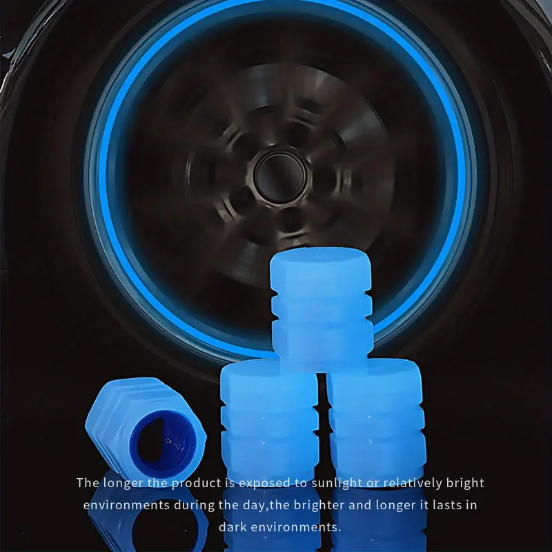 Car Tire Valve Stem Cap, Luminous Automotive Tire Valve Stem Cover, Luminous Valve Caps Suitable for Cars, Motorcycles & Bicycles, Vehicle, Wheel, Tyre Caps, Auto Parts 6