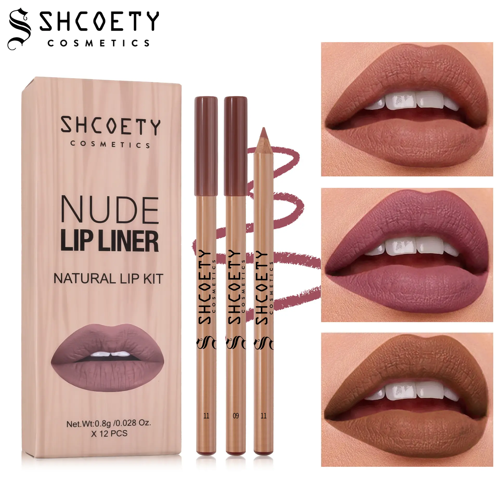 SHCOETY12 color original wood set matte lipstick lip liner pencil nude color long lasting no fading