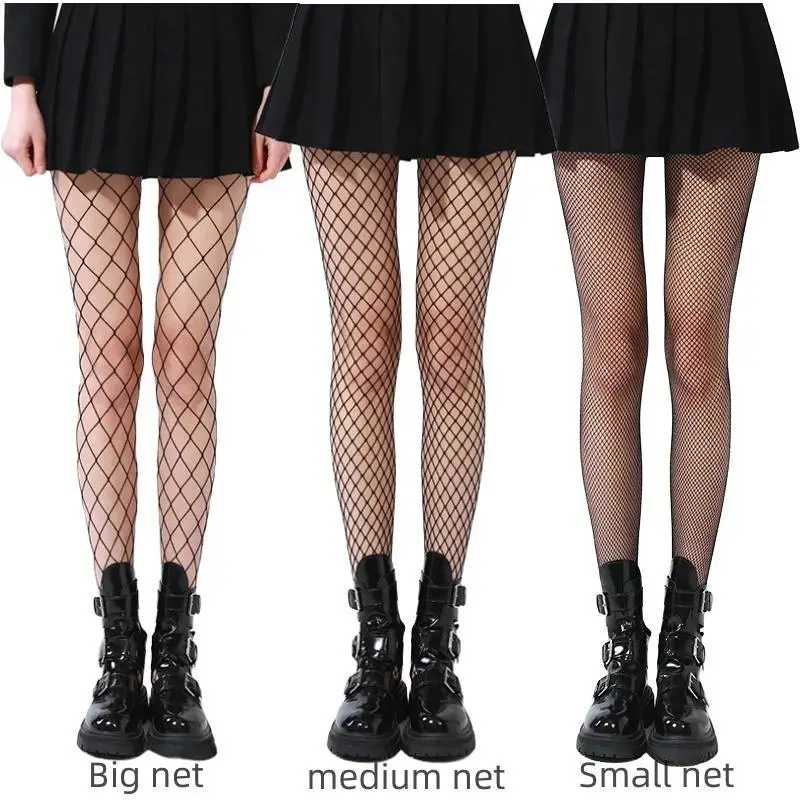 Tất Lưới Cá, Đen Trắng Đỏ, Quần Tất Lưới khoét Mùa Xuân Hè Cho Nữ, Quần Legging Lụa, Quần Tất Bar, Cạp Cao, Tất Dài, Dành Cho Nữ
