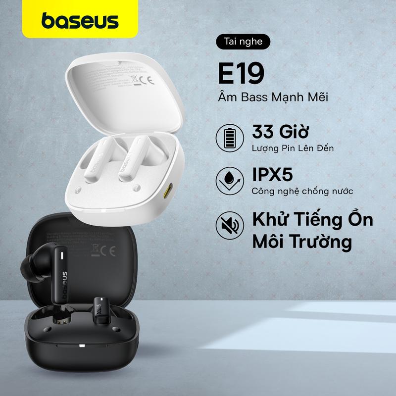 Tai nghe Bluetooth Baseus Bowie E19 TWS không dây chống nước IPX5 khử ồn - Tai nghe Bluetooth đàm thoại thể thao