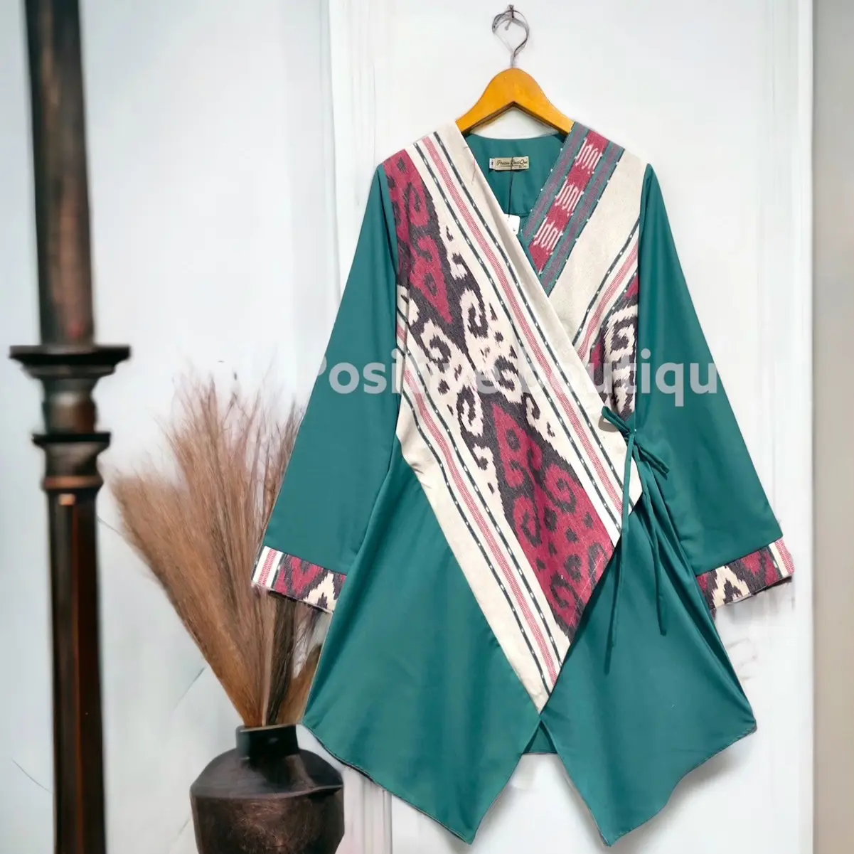 Blouse couple kombinasi Tenun busuy Ainun (B 26) Baju Pasangan Katun Tangan Panjang Kancing