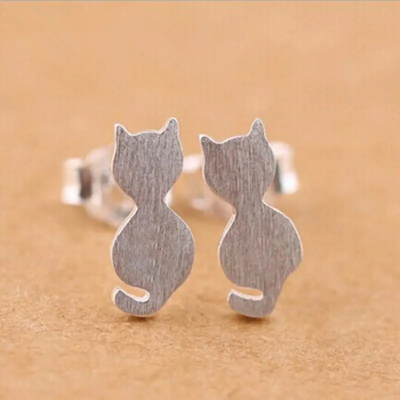 Exquisite Cute Animal Fashion Small Cat Drawing Fresh Anti-allergic Earrings   E254