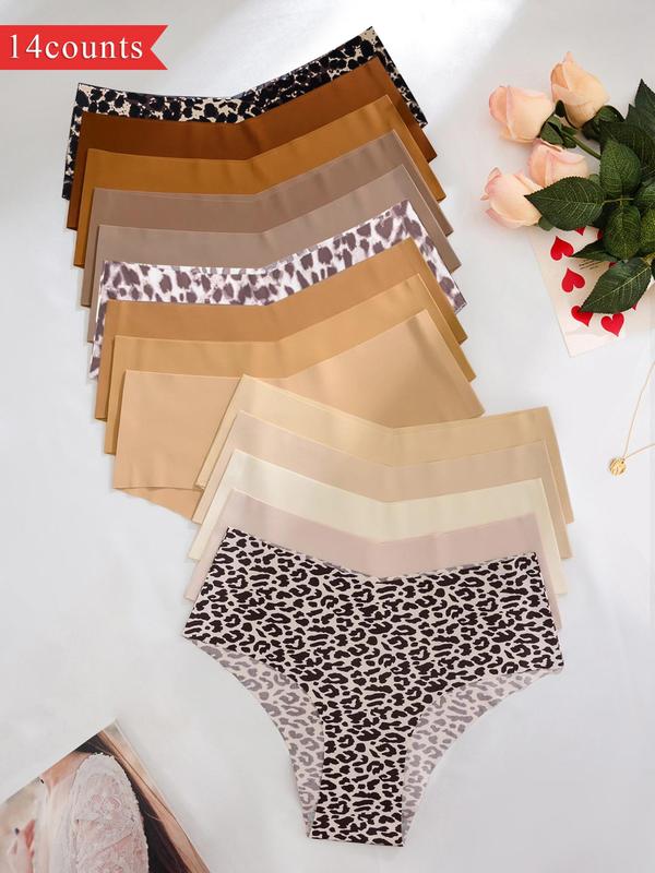 Women's Solid Color / All Over Print Briefs, Soft Comfy Breathable Fabric Seamless Pastel Panties for Daily Wear, Pastel Underwear for All Seasons, Panties Collection, Womenswear 5