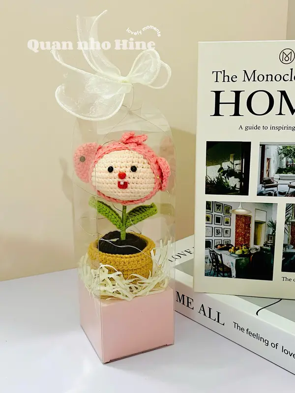 Chậu hoa len đầu thú handmade MadebyHine - chậu cây hoa len đầu thú 2