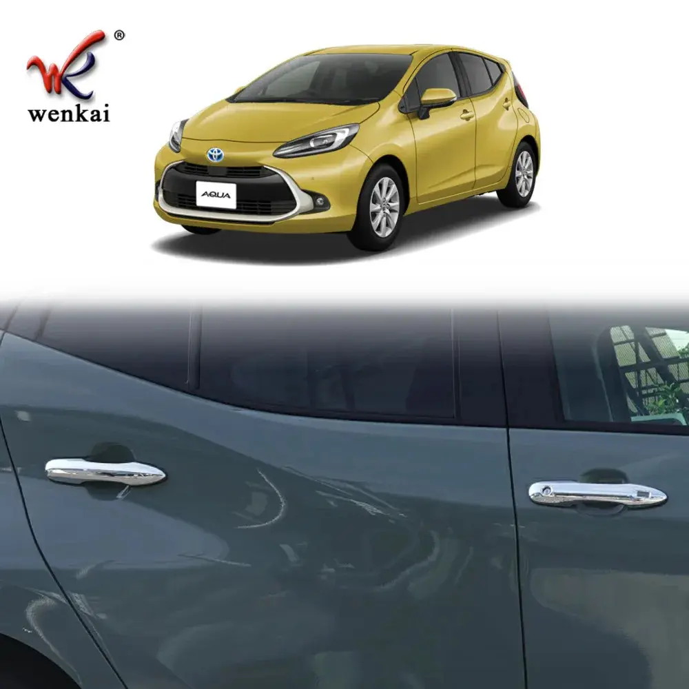Trang Trí Nắp Tay Nắm Cửa Ngoại Thất Ô Tô, Cho Toyota AQUA Prius C 2021, Phụ Kiện Ô Tô, Mạ Crôm