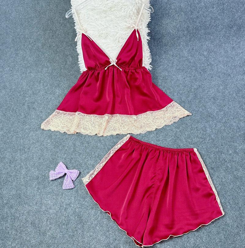 Product Introduction of (60Kg - 90Kg) Bộ Đồ Ngủ Lụa Satin Có Mút Rời Phối Viền Ren Dễ Thương Gợi Cảm Mặc Ngủ, Chất Lụa Mịn Mát Ít Nhăn 2