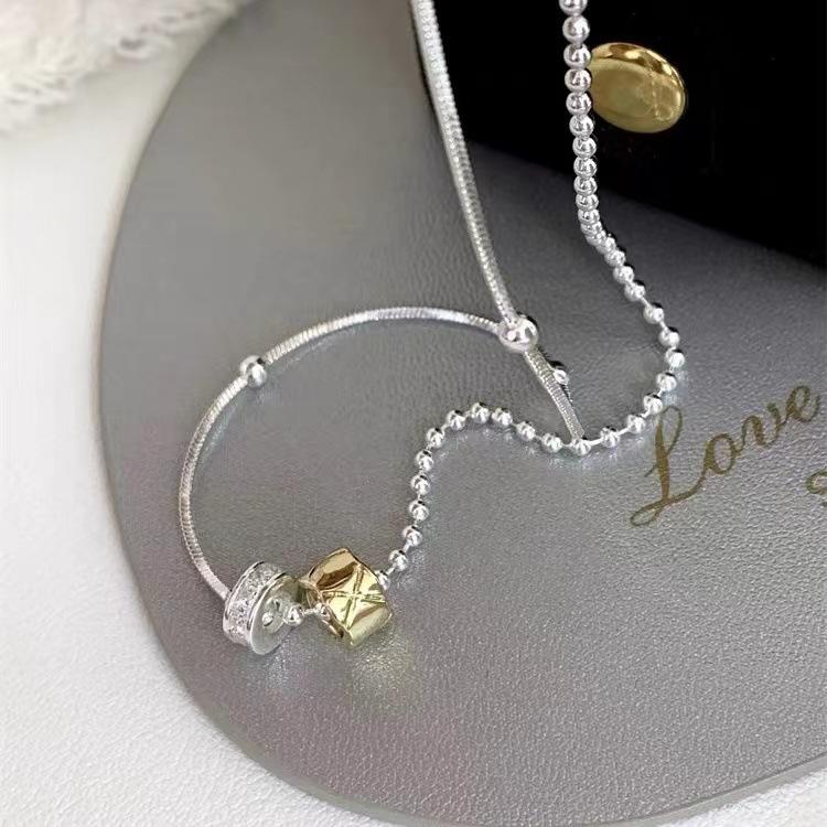 Product Introduction of Vòng cổ nhẫn đôi vàng Zircon đính cườmMàu bạc dành cho phụ nữ, thiết kế ngách sang trọng giá cả phải chăng, phụ kiện đơn giản và tinh tế 1