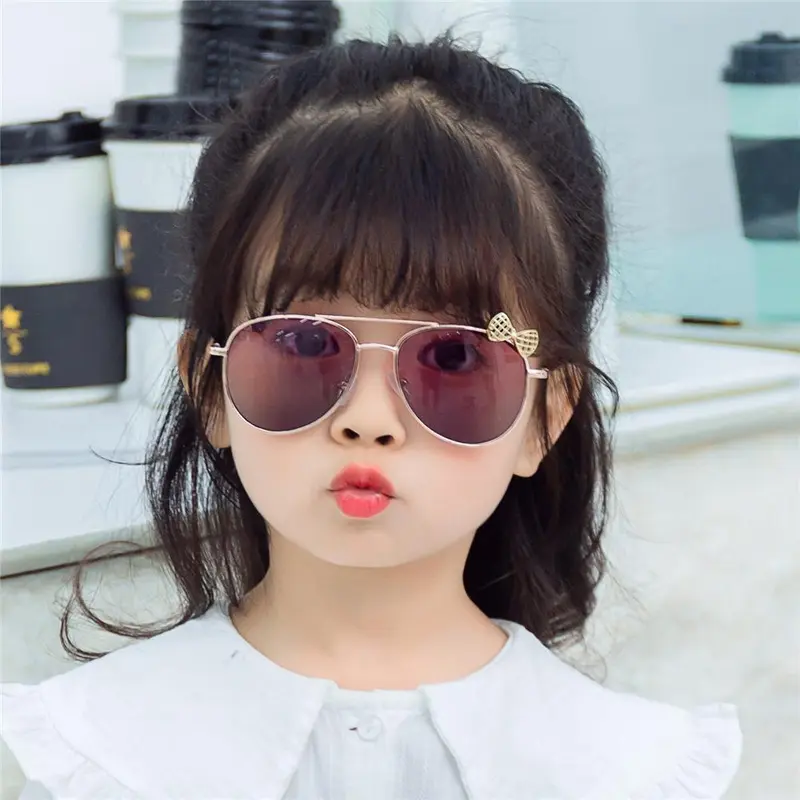 Kính Râm Dễ Thương Cho Trẻ Em, Gọng Kim Loại, Có Nơ, Thời Trang, Thích Hợp Cho Các Hoạt Động Ngoài Trời, Tiệc Tùng, Phong Cách Dễ Thương, Kính Mắt 3