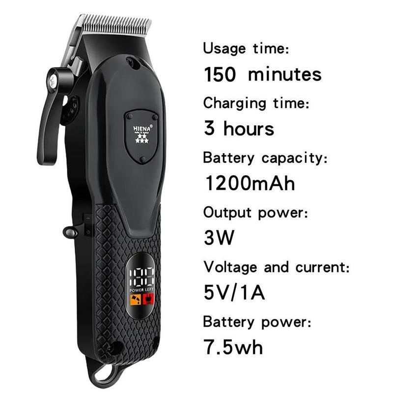 Professional Men's Hair Clipper with LED Display, 1 Set USB Rechargeable Men's Hair Cutting Machine, Cordless Hair Clipper Trimmer, Barber Kit 2