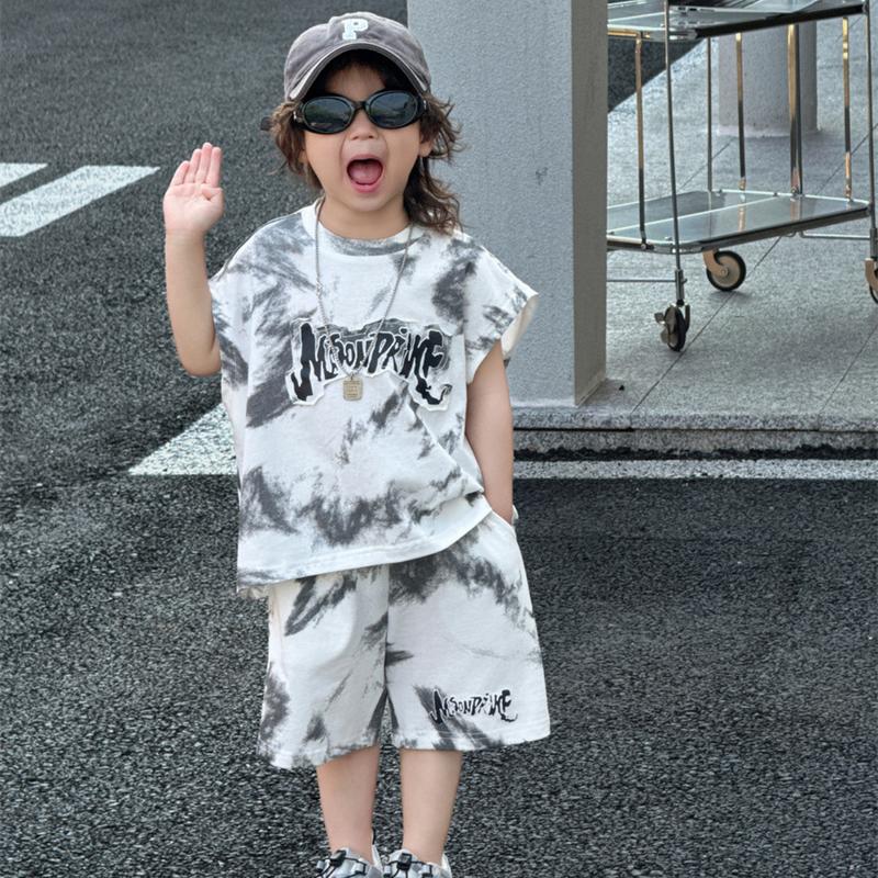 SÉT BỘ QUẦN ÁO BA LỖ IN HỌA TIẾT CHỮ PHỐI VỆT MÀU  RẤT MỊN MÁT CHO BÉ TRAI VÀ BÉ  GÁI (PHOM TO) suit chobétrai