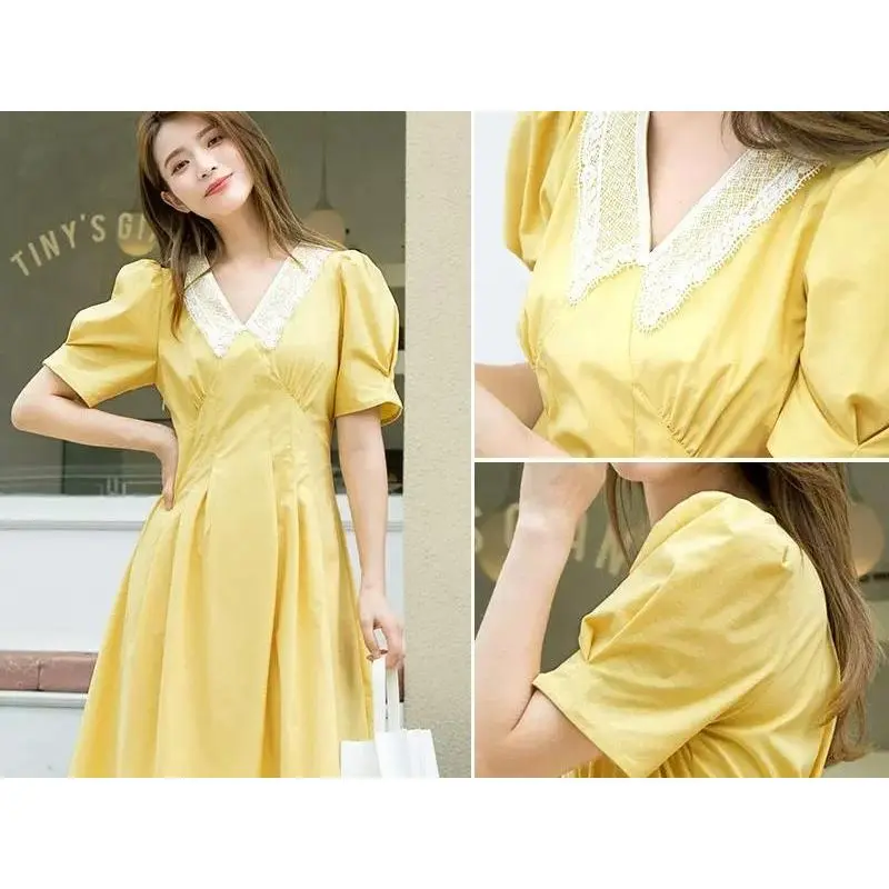 HANNA COLLARED LACED LINEN VINTAGE KOREAN FLARE DRESS fairy 2