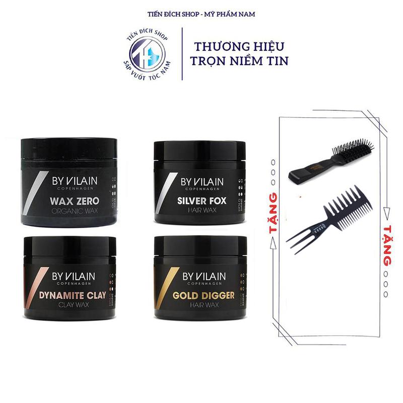 [CHÍNH HÃNG] Sáp vuốt tóc By Vilain 65gr các phiên bản từ ĐAN MẠCH | GOLD DIGGER - DYNAMITE CLAY - SILVER FOX + Tặng lược Chaoba hoặc Lược Tạo kiểu Texture Tea Chăm Sóc Tóc Serum
