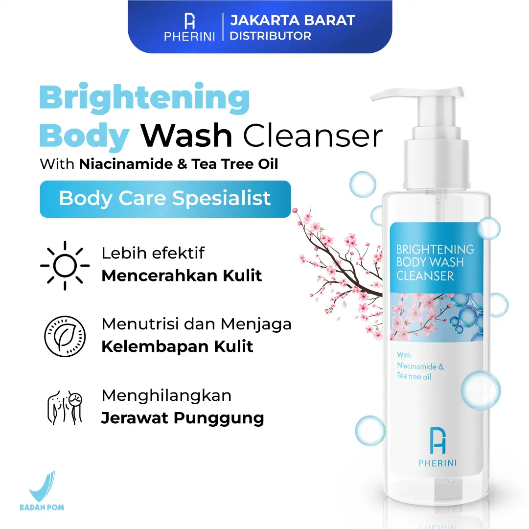 PHERINI Body Wash Cleanser Sabun Pemutih Badan Anti Jerawat Mandi Niacinamide Membersihkan Perawatan Soap Mencerahkan Tubuh Cair