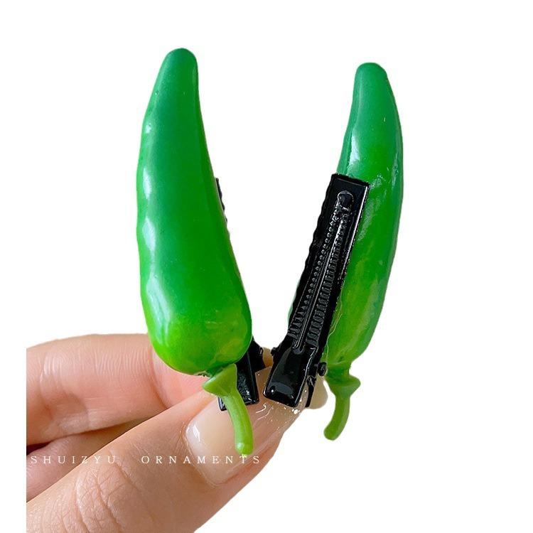 Kẹp Tóc Dâu Tây Trái Cây, Thiết Kế Vui Nhộn Sáng Tạo, Dành Cho Nữ, Kẹp Viền Trán Bên, cài tóc, Kẹp Mỏ Vịt, Kẹp Tóc Gãy, [DBS] Women Voan kẹp  tóc 4