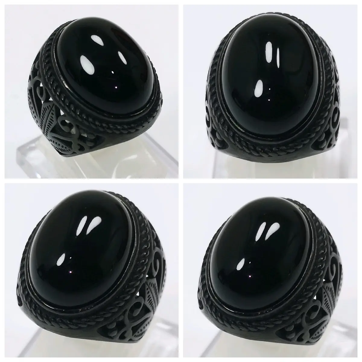 BAYAR DI TEMPAT) BATU CINCIN NATURAL KECUBUNG WULUNG HITAM PEKAT CRYSTAL
