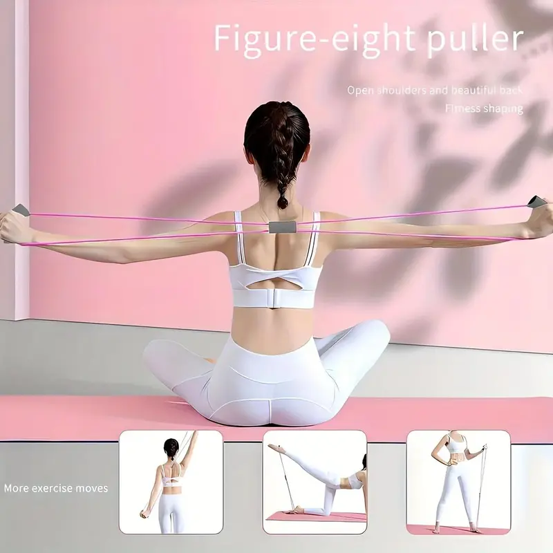 Yoga Fitness Set, 5 Counts/set Yoga Ring & Resistance Band & Foot Stretcher & Leg Beauty Clip & Guide, Suitable for Yoga, Pilates Training, Gym Training 3