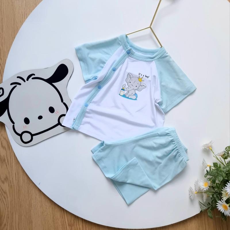 Bộ cộc thun lụa mùa hè Bunny cho bé trai - bé gái 3-10kg 7