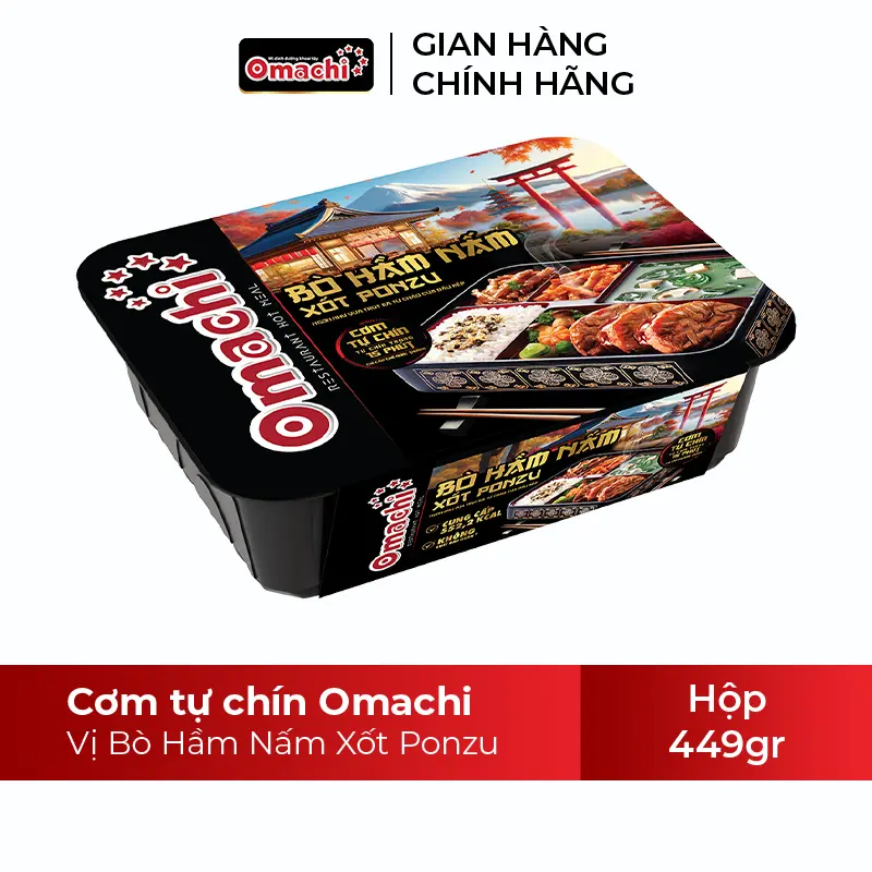 Combo gồm 1 Cơm tự chín Omachi cá hồi áp chảo xốt Teriyaki hộp x 353g và Cơm tự chín Omachi bò hầm nấm xốt ponzu hộp x 343g 4