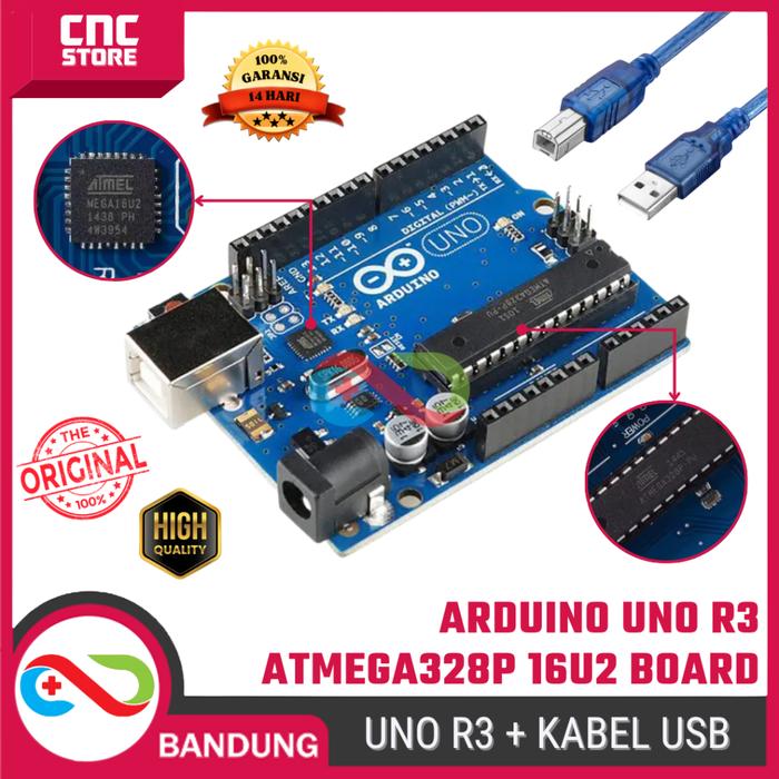 Jual Arduino UNO R3 ATMEGA328P ATMEGA 16U2 Compatible Board + Kabel USB ...