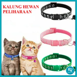 RD Kalung Kucing Lonceng Hewan Peliharaan Tali Leher Anjing Kecil Lonceng Pet Collar Adjustable Motif Tapak Kaki Murah Import