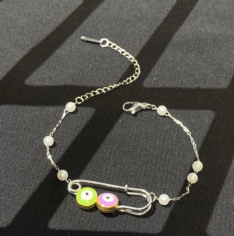 Vòng Tay, Lắc Tay Safety Pin Mix EvilEye Mang lại may mắn