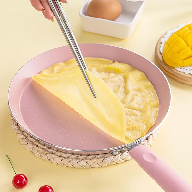 Chảo chống dính,chảo làm bánh xèo chiên trứng màu hồng thích hợp với mọi loại bếp 1