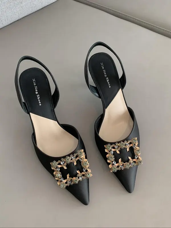Women's Elegant Rhinestone Decorated Stiletto Heels, Fashionable Pointed Toe High Heel Shoes for Party, Daily Clothing Decor for Women & Girls, Footwear 1