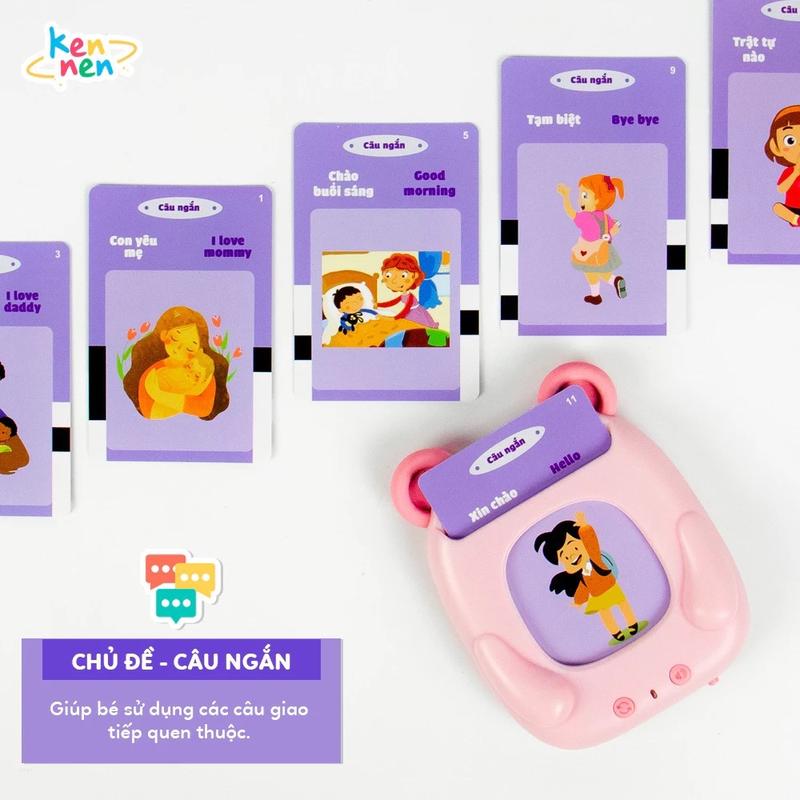  Máy đọc thẻ Flashcard song ngữ Anh Việt Kennen 112 thẻ 224 từ vựng 11 chủ đề 