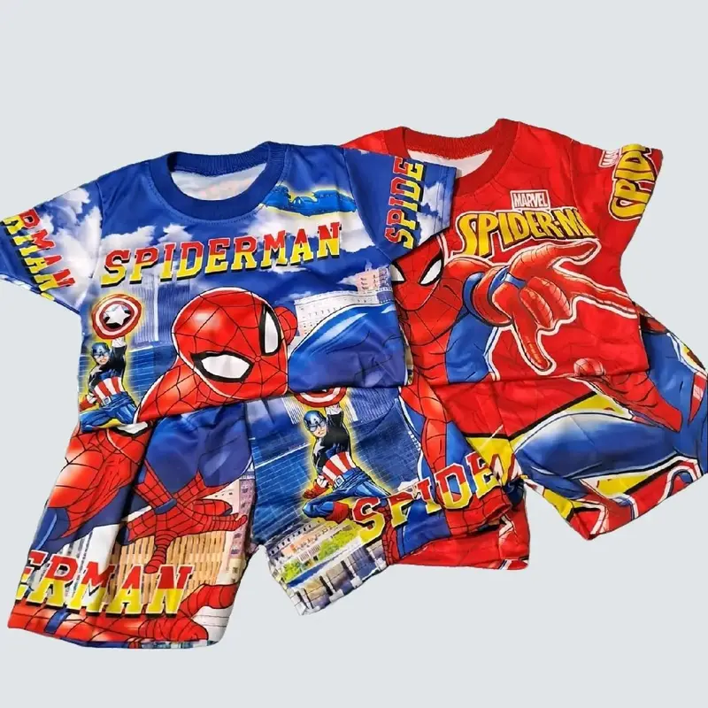 combo 3 bộ quần áo siêu nhân có tay chất vải thun 3d giành cho bé trai- 3bộ 3 màu khác nhau Tee T Tã 4