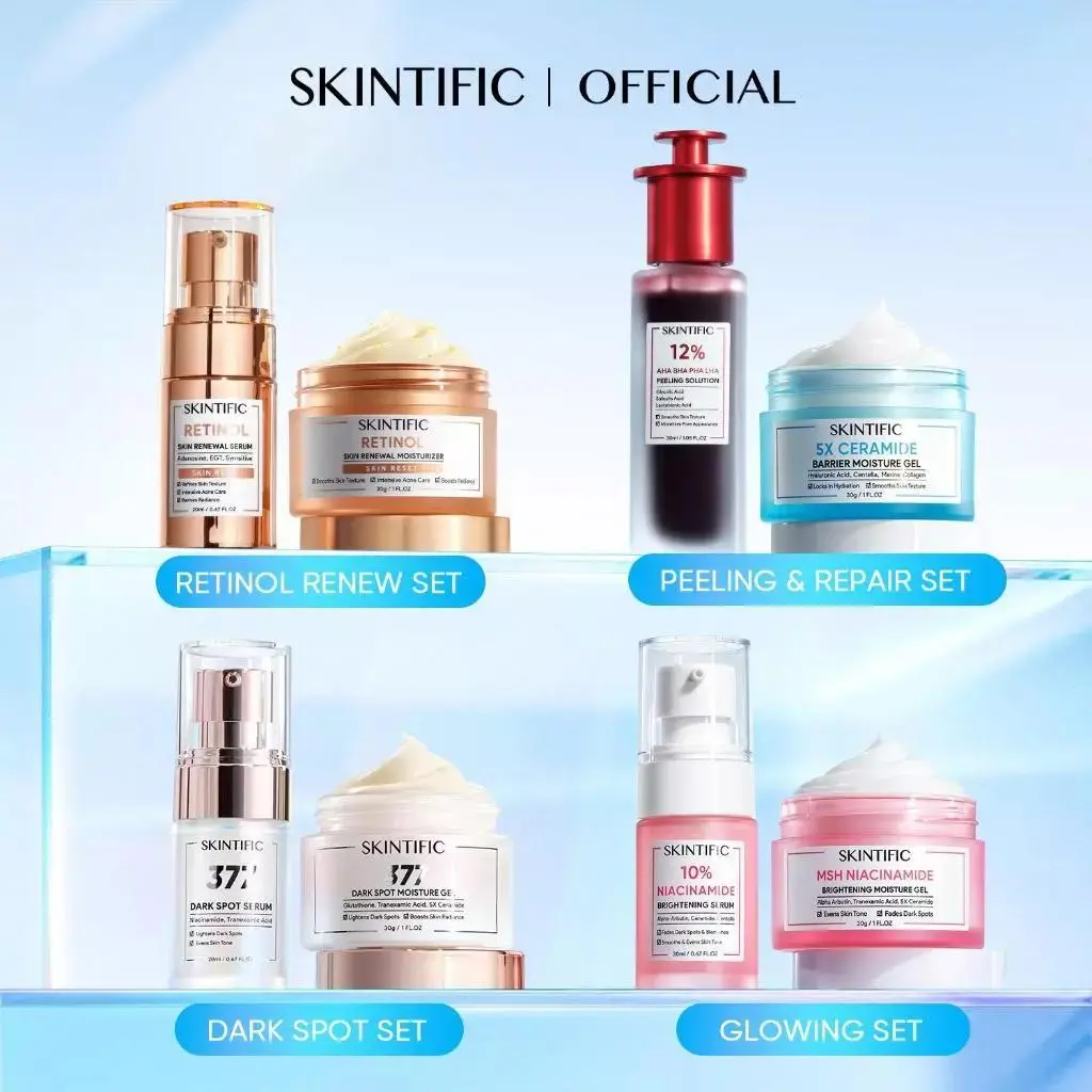 【New product】SKINTIFIC - 2pcs Paket-Skincare Set|Acid Peeling Solution Serum 30ml + 5X Ceramide Barrier Moisturizer Gel