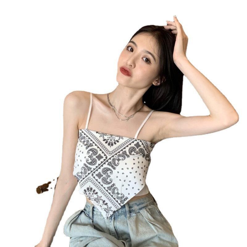 Áo yếm 2 dây hoạ tiết thổ cẩm boho Top Nữ Chỉ giặt tay Golden 1