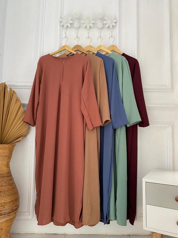 Tans Store - Long Daily Dress Abaya Daily Wanita Gamis Basic Simple Elegant Crinkle Muslim 1