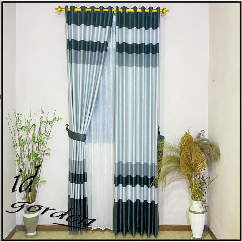 gorden jendela rumah bahan blackout semi bludru motif embos model smokring 8