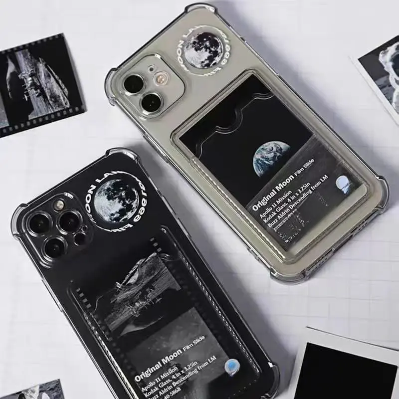 เคสโทรศัพท์, ด้านหลังที่ใส่การ์ด, เคสนิ่ม, ดีไซน์ดวงจันทร์รูปถ่าย, เหมาะสำหรับ iPhone 15 Plus, 14 Pro Max, 13, 12, 11, XS, XR