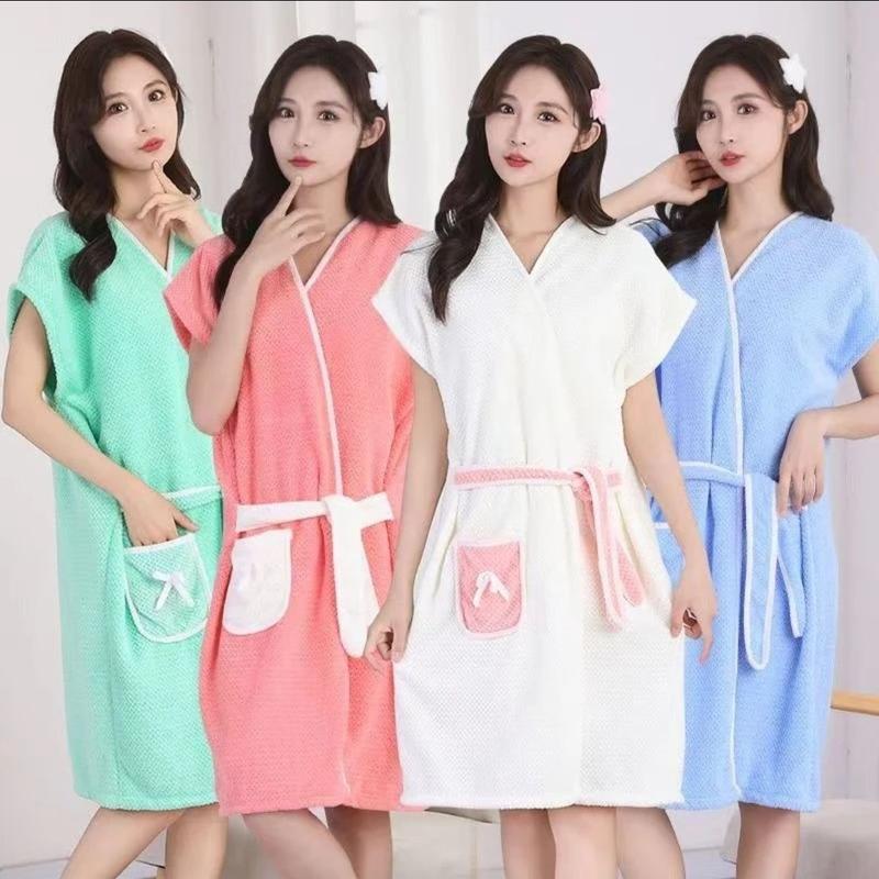 Khăn tắm có thể đeo được trang phục mùa hè thiết kế kẻ sọc dứa áo choàng tắm thấm hút và khô nhanh dễ thương cho học sinh và người lớn mềm mại và thoải mái áo choàng ngủ konjac body towel khăn tang màu đỏ khăn đa năng khăn đa năng khan lo