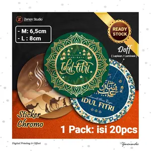 [20pcs] Sticker Bulat Idul Fitri Stiker Ramadan Cookies Kue Lebaran Ver2