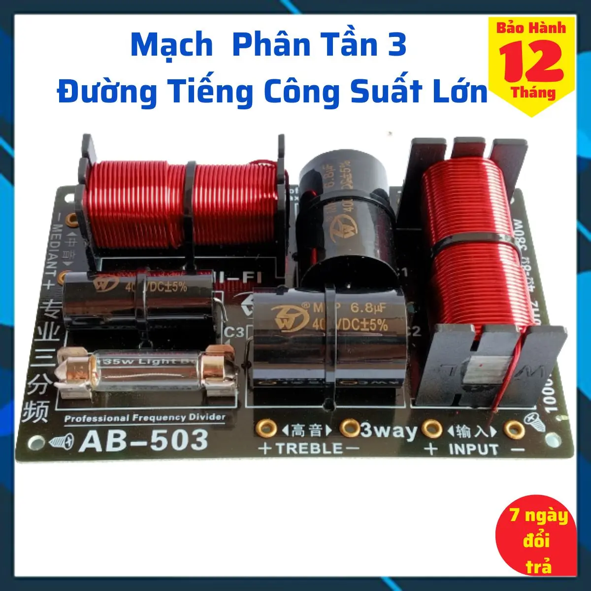 Mạch phân tần loa 3 đường tiếng công suất lớn nhập khẩu AB-503, phân tần loa kéo, giá 1 mạch